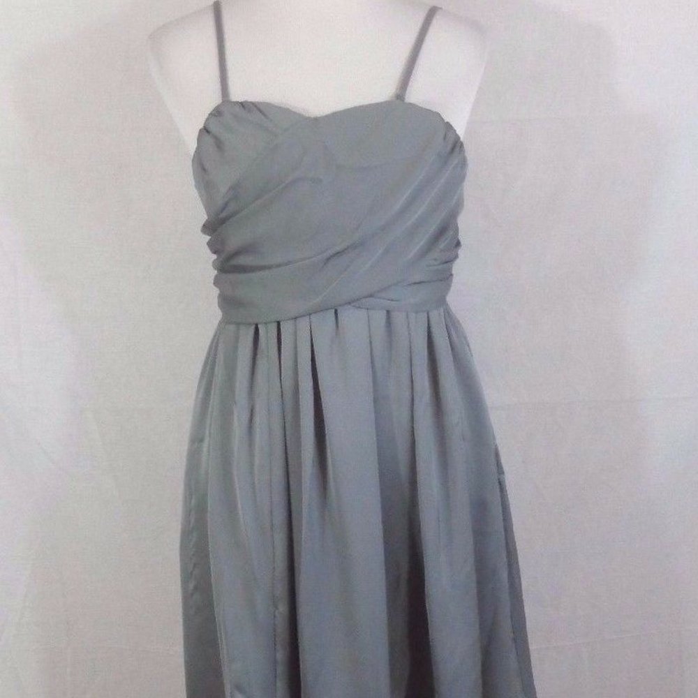 Tevolio Sz 4 STRAPLESS Satin Gray Bridesmaids Dres